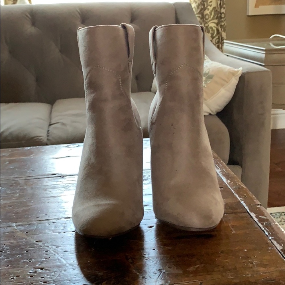 Taupe suede booties